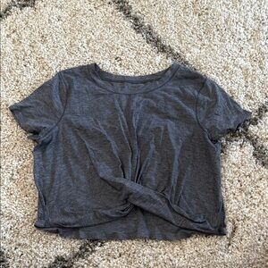 Gray Twist Front Athletic Crop Top